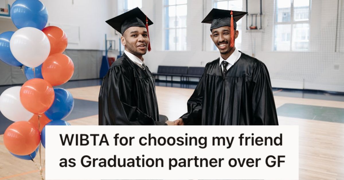 Two male graduates smiling and celebrating