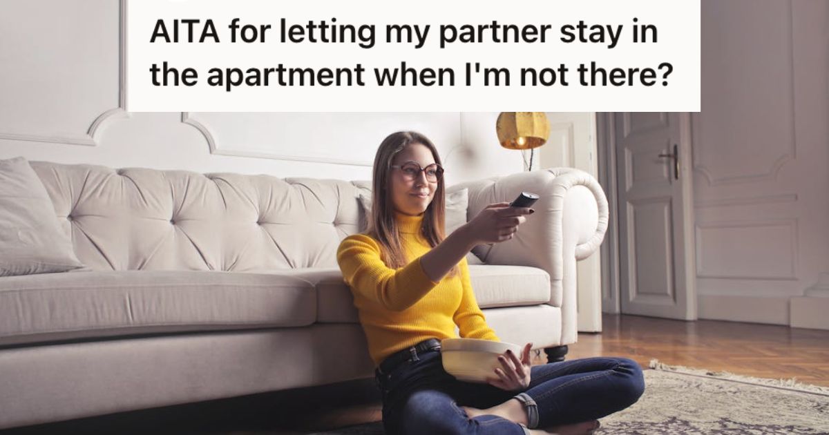 Man Let His Girlfriend Stay In The Apartment While He Was At Work, So His Roommate Accuses Him Of Disrespecting His Privacy And Boundaries Woman sitting on the floor and watching TV