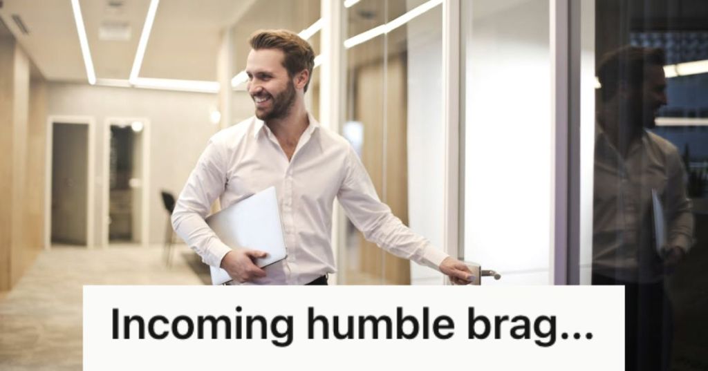 Employee smiling while walking into an office
