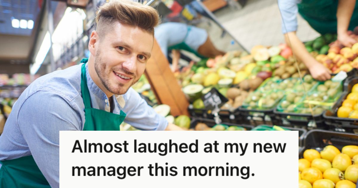 Grocery store employee working in the produce section