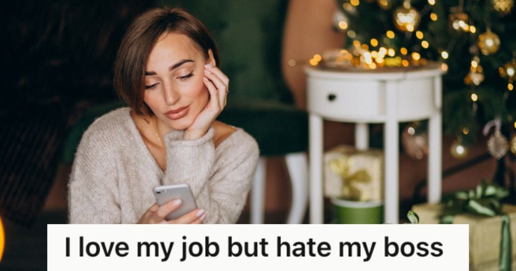 Woman feeling sad while looking at her phone during Christmas