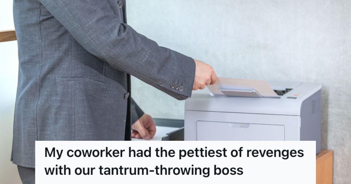 Employee printing a document using the company printer