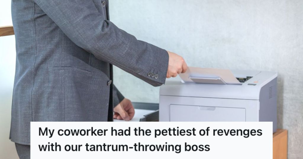 Employee printing a document using the company printer