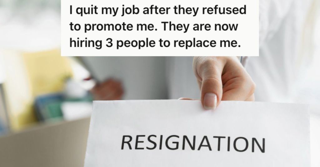 Employee handing a paper that says resignation