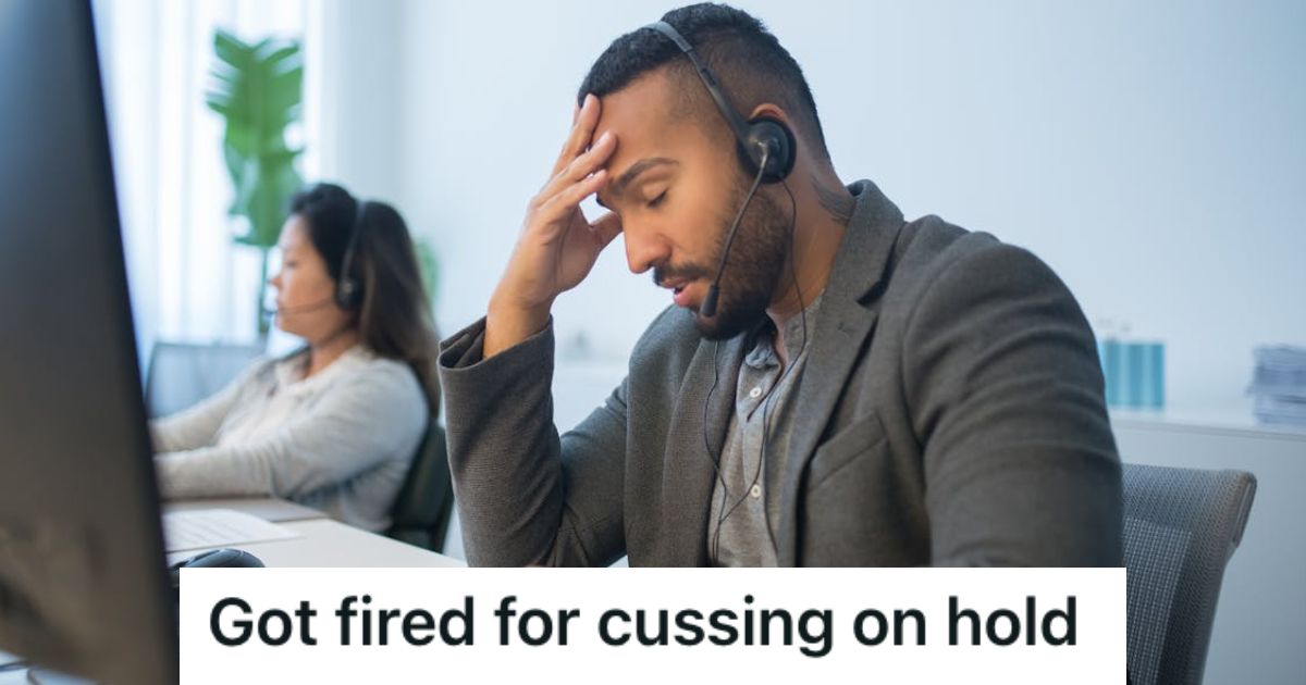 Call center employee feeling stressed in front of his computer