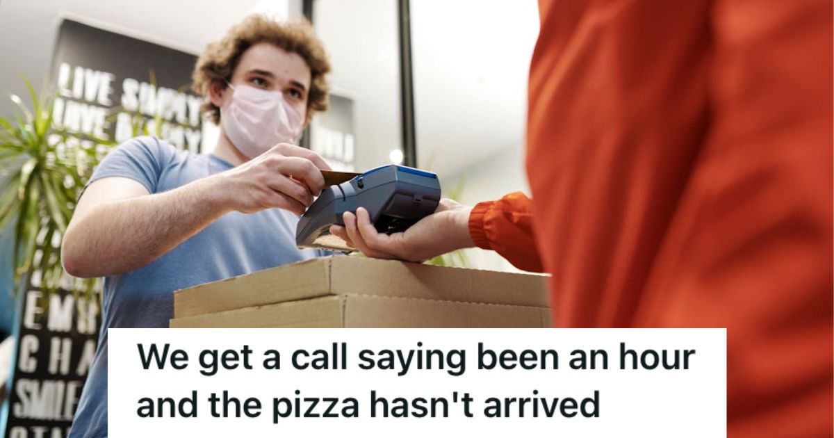 Customer paying for his pizza delivery