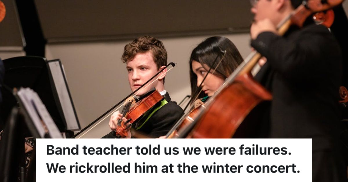 School band players playing violin