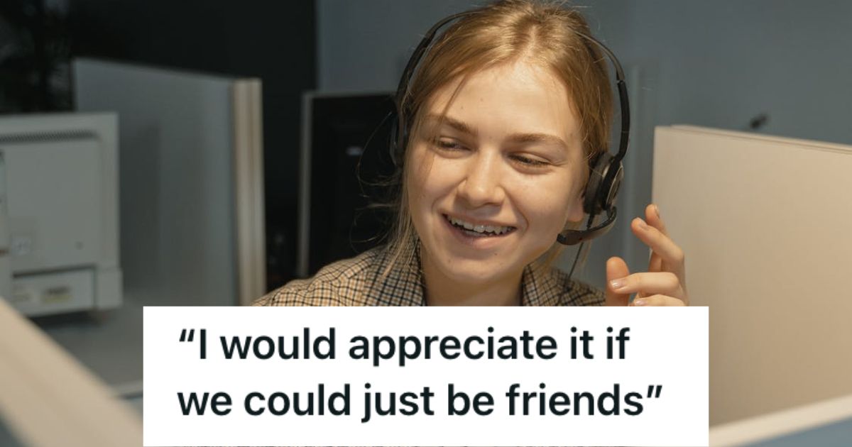 Call center worker smiling while working