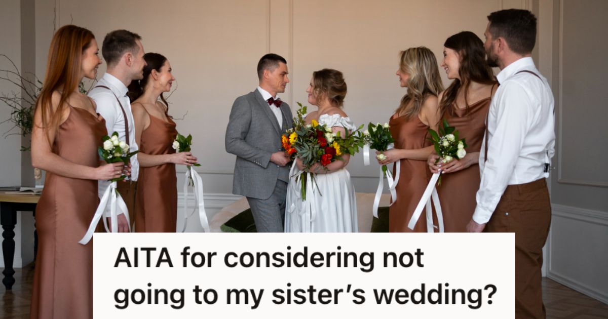 Wedding ceremony with the groom, bride, groomsmen, and bridesmaids