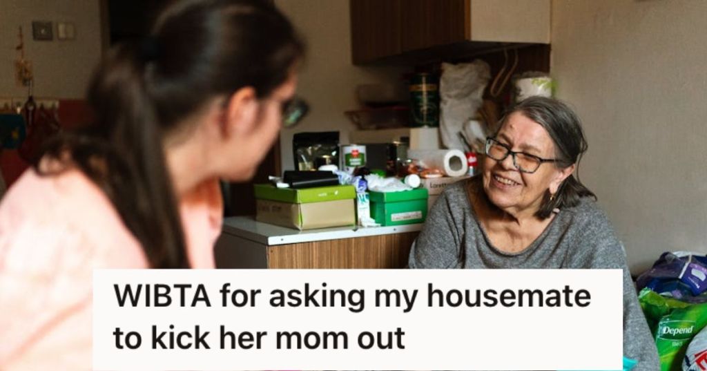 Woman talking to a senior lady inside the house
