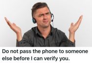 Employee Took A Call And Was Ready To Get The Order, But The Customer Quickly Passed The Phone To Her Husband So He Was Forced To Wait