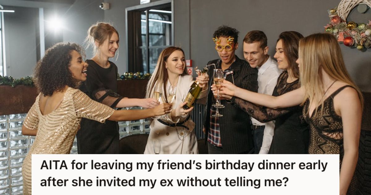 Friends celebrating birthday with food and drinks
