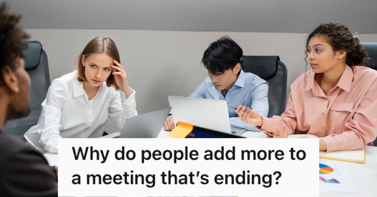 Employee Sat Through Morning Meetings With His Team, But Started Hating It When His Manager Asks For “Any Other Topics” That Drag Them On Employees having a meeting in the office