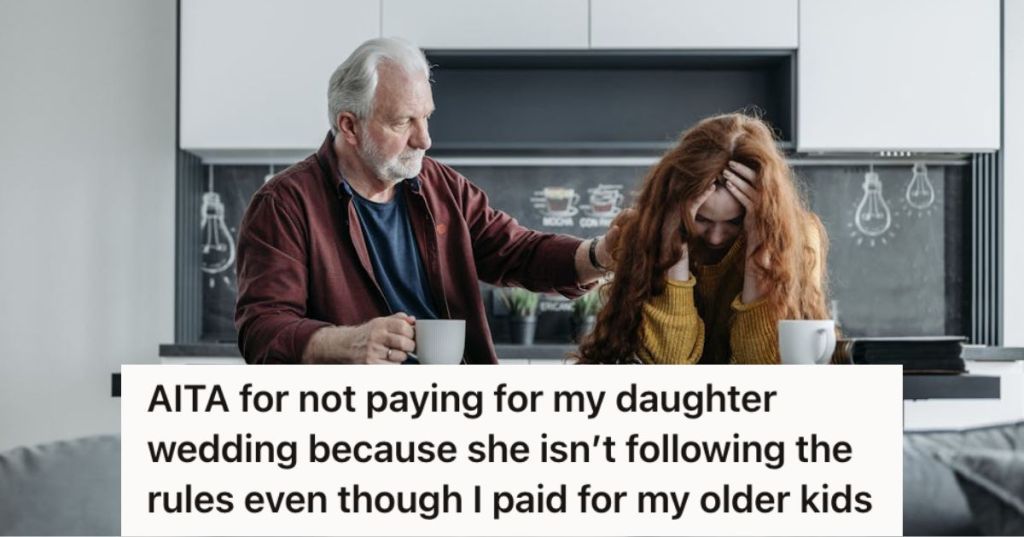 Older man comforting younger woman who feels sad