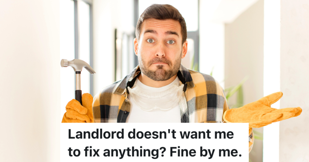 man shrugging while holding a hammer