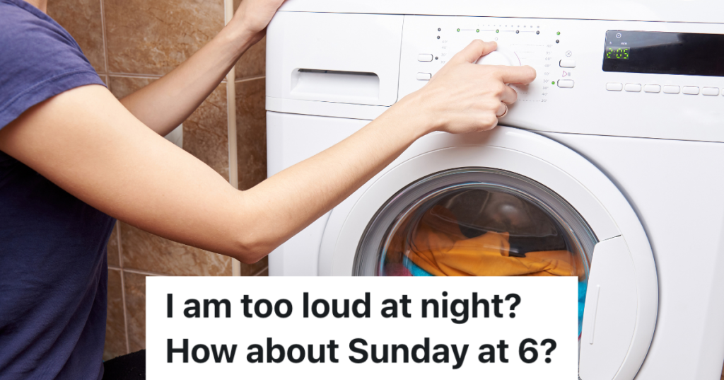 closeup of a woman starting a laundry machine