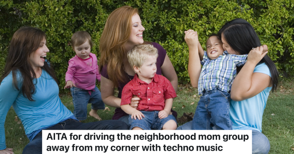 three moms outside with their kids