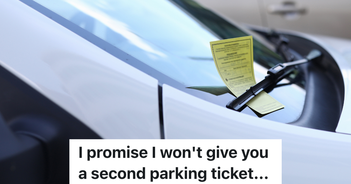 closeup of parking ticket left on a car's windshield
