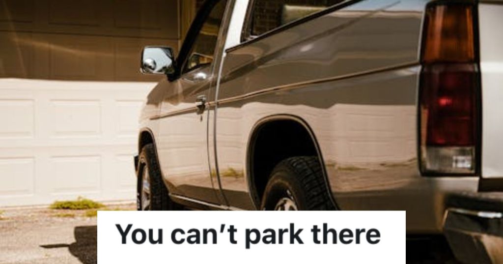 A pickup truck parked in a property's driveway