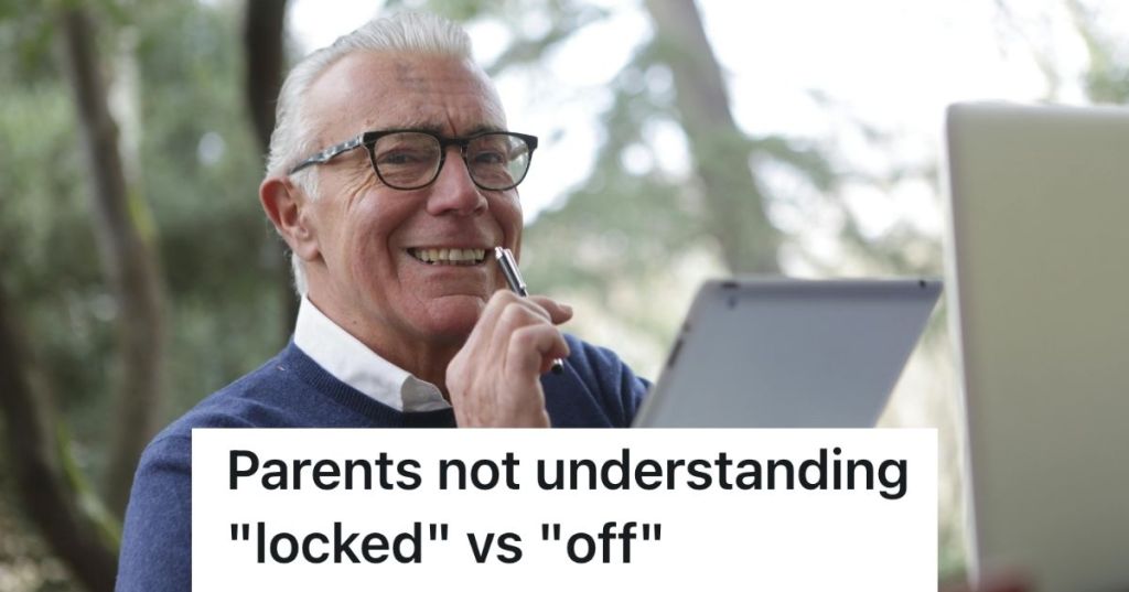 Older man smiling, holding a tablet