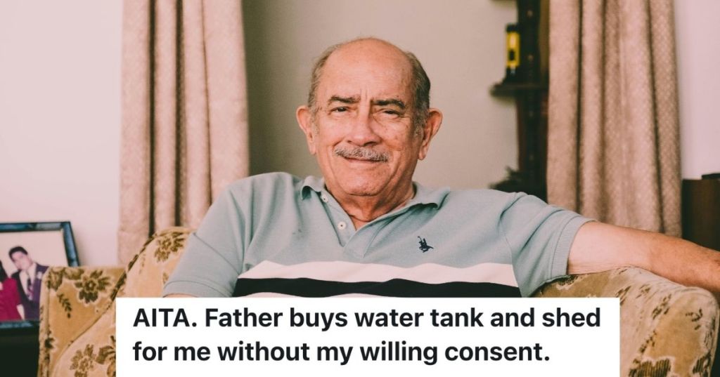 Male senior sitting on couch, smiling