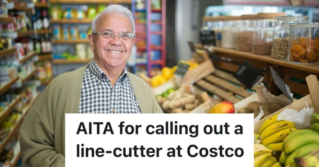 Older man smiling in a grocery store