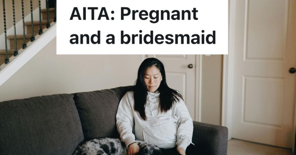 Pregnant woman looking sad on a couch