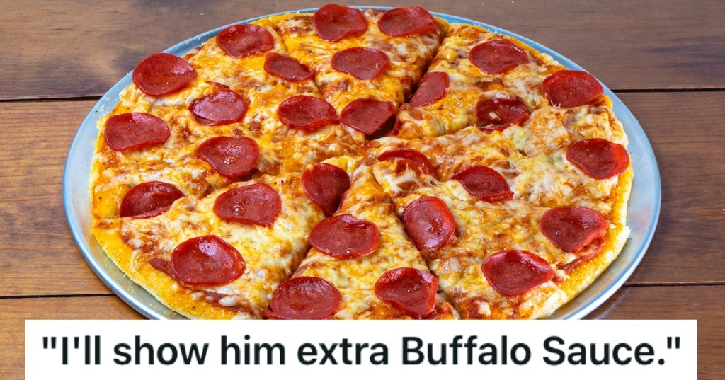 A pepperoni pizza on a silver plate