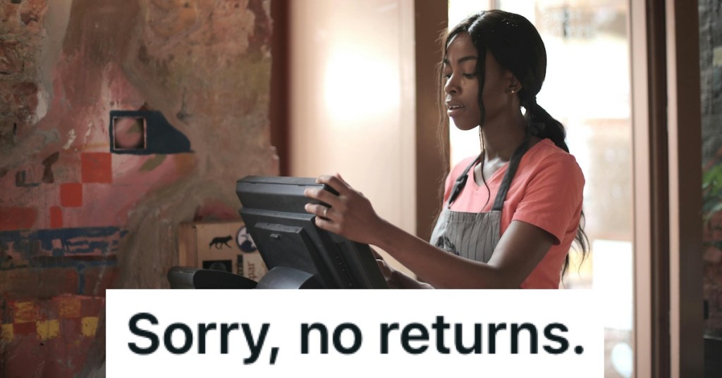 A cashier behind a cash register