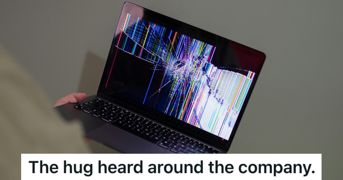 A broken laptop screen