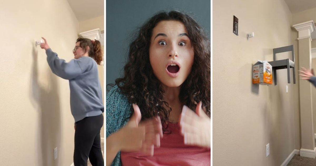 Woman sticking things to the wall