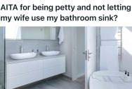 Husband Got Fed Up With His Wife Leaving Clutter In Her Sink, So He Put All His Shaving Stuff In His Sink To Keep Her From Using It