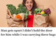 Young Woman Has Her Hands Full, And She Doesn’t Hold The Door Open For A Guy. So He Yells At Her For And She Has An Epic Comeback.
