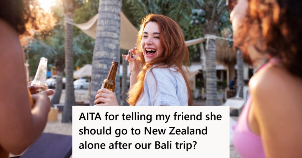 Woman laughing with friends outside