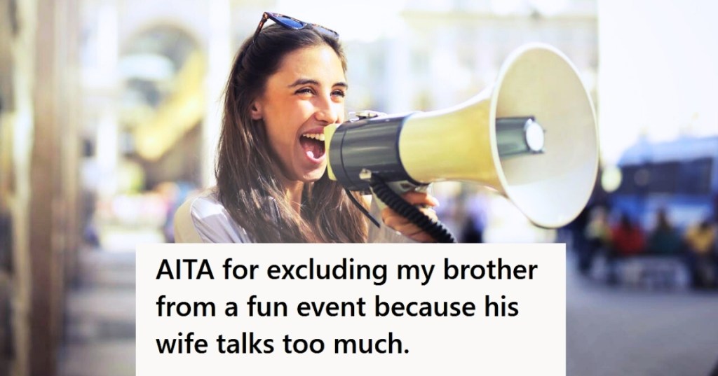 Woman using megaphone outside