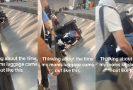 A Traveler’s Belongings Came Out Strewn All Over A Baggage Conveyer Belt After A Flight