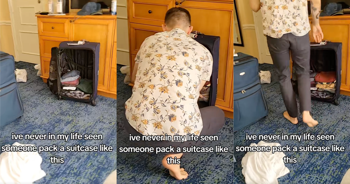 man packing a suitcase