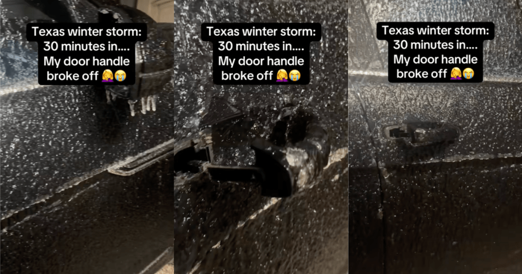 frozen car in a storm