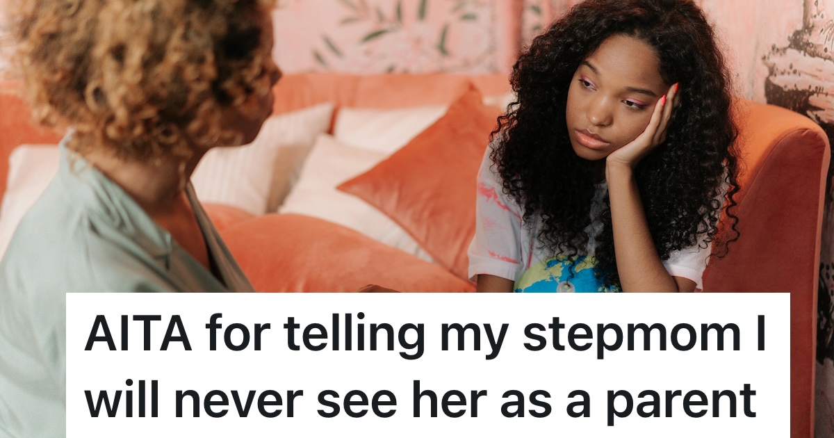 teen daughter looking annoyed with her mom/stepmom