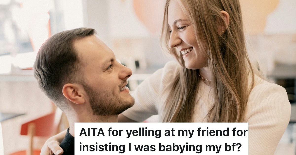 girlfriend and boyfriend smiling at each other