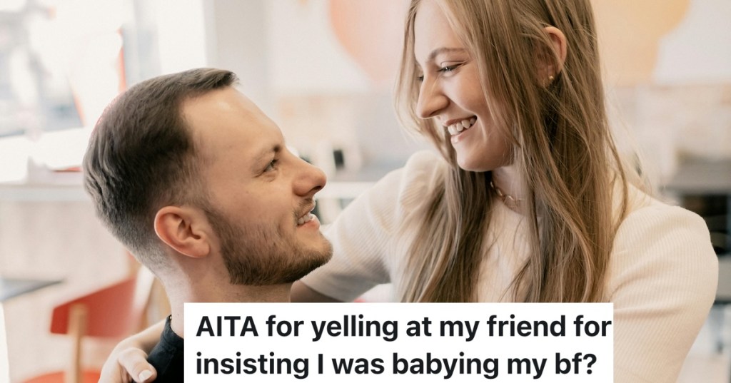 girlfriend and boyfriend smiling at each other