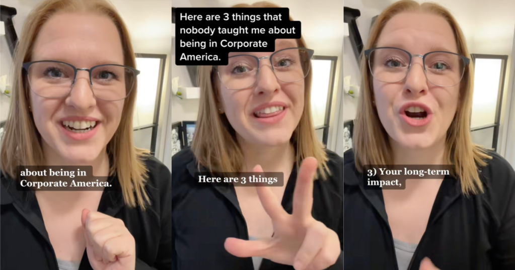 woman talking about work