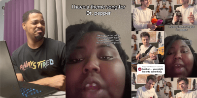 woman singing a dr. pepper jingle