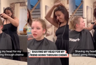 ‘I wouldn’t do it for anybody other than you.’ – A Supportive Friend Shaved Her Head In Solidarity With A Friend Going Through Chemotherapy