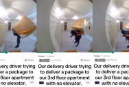 ‘I feel really bad.’ – A Security Camera Showed How A Furniture Delivery Employee Got To A Customer’s Third-Floor Apartment In A Building Without An Elevator