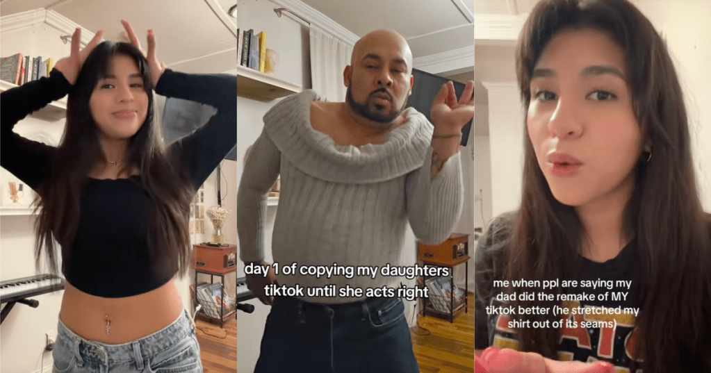 man making fun of his daughter