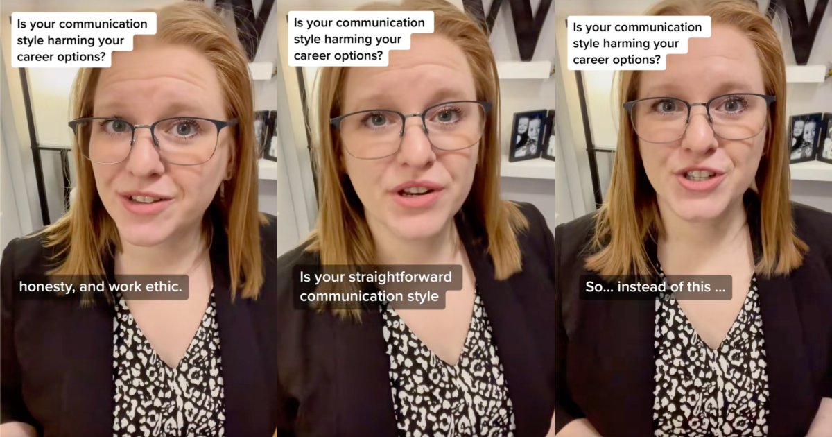 woman talking about work