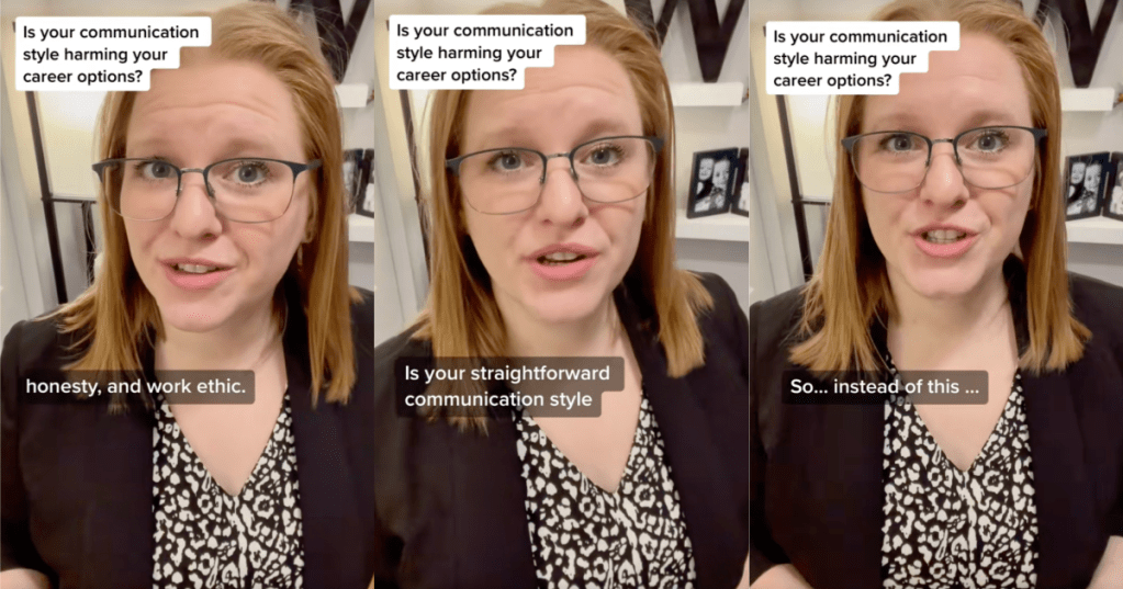 woman talking about work