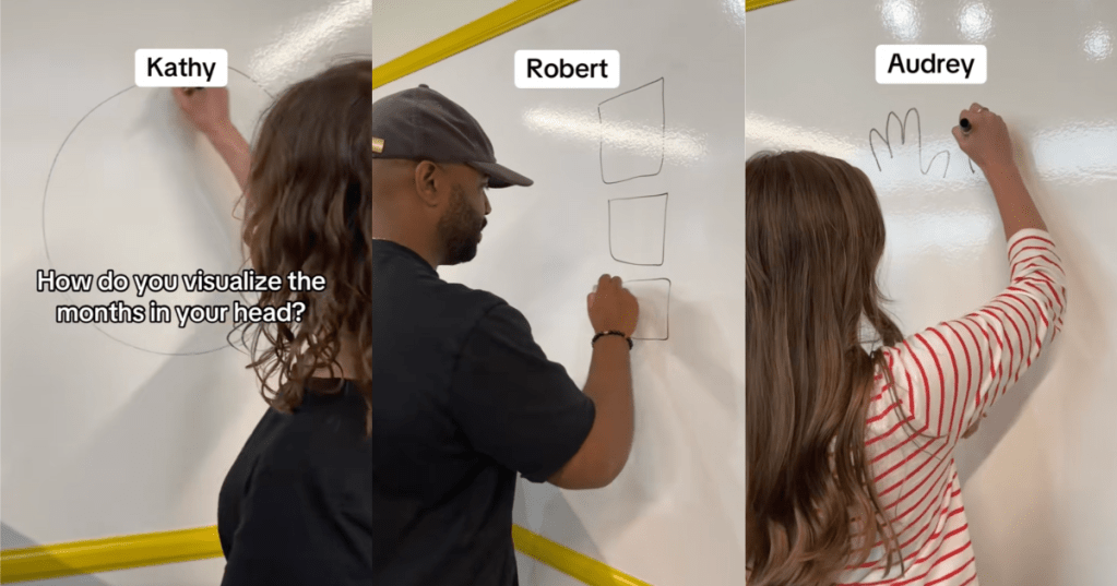 people drawing calendars on a whiteboard