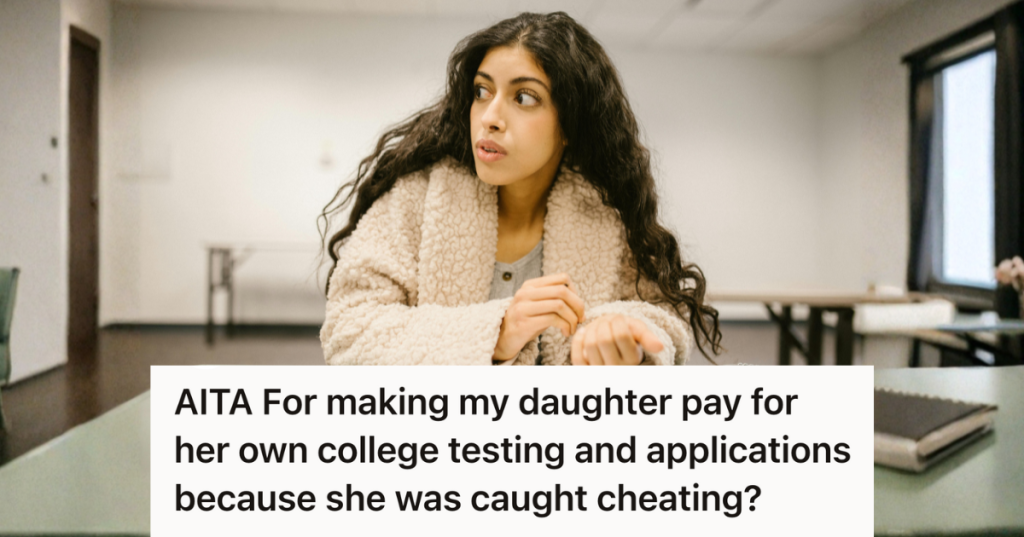 college student cheating on exam